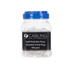 Cat 6 8 Position RJ45 One-Piece Modular Crimp Plug | Stranded | 100 Pack