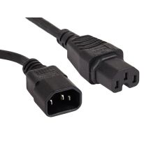 1m IEC C14 to C15 High Temperature Extension Cable | Black