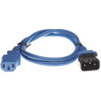 1m IEC C13 - C14 Extension Cord: Blue