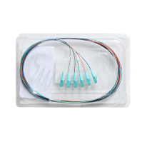Fibre Pigtail LC OM4 Multimode 2m - 6 pack Rainbow - Aqua Connector | Backward Compatible With OM3