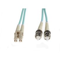 20m LC-ST OM4 Multimode Fibre Optic Cable: Aqua