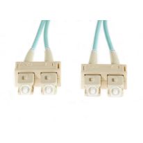 15m SC-SC OM3 Multimode Fibre Optic Cable: Aqua