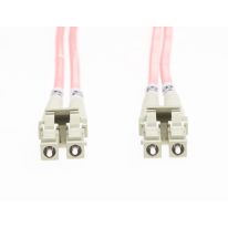 3m LC-LC OM4 Multimode Fibre Optic Patch Lead: Salmon Pink_1
