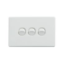 4C | Elegant Wall Switch 3 Gang 250V 16A - Horizontal