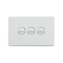 4C | Elegant Wall Switch 3 Gang 250V 16A | Horizontal