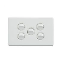 4C | Elegant Wall Switch 5 Gang 250V 16A - Horizontal