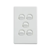 4C | Elegant Wall Switch 5 Gang 250V 16A | Vertical
