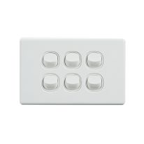 4C | Elegant Wall Switch 6 Gang 250V 16A - Horizontal