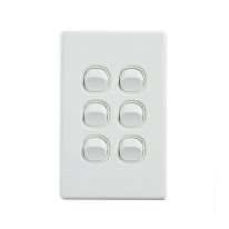 4C | Elegant Wall Switch 6 Gang 250V 16A | Vertical