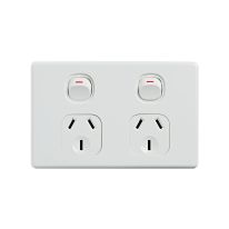 4C | Elegant Double Power Point 250V 10A | Horizontal