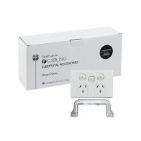 4C | Elegant Double Power Point 250V 10A with Extra Switch - Horizontal - 10 Pack with 10 FREE C-Clips