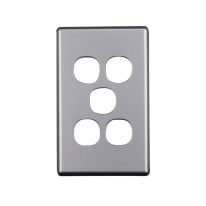 4C | Elegant 5 Gang Aluminium Plate - Silver Matte