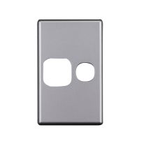 4C | Elegant Single GPO Aluminium Plate - Vertical - Silver Matte