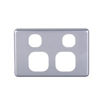 4C | Classic Double Power Point Cover Plate  - Silver
