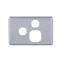 4C | Classic Single Power Point with Extra Switch Cover Plate  - Silver
