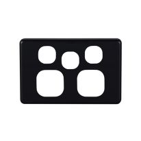 4C | Classic Double Power Point with Extra Switch Cover Plate  - Black
