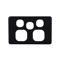 4C | Classic Double GPO  Cover Plate with Extra Switch | Black