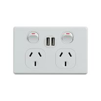 4Cabling | Classic Double Power Point 220-240V 10A with 5V 2 x 2.4A (Total 4.8A) USB Ports