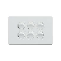 4C | Classic 6 Gang Switch 250V 16AX - Horizontal