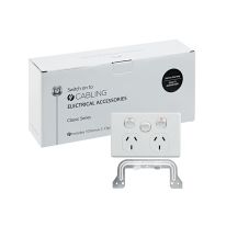4C | Classic Double Power Point 250V 10A with 16AX Extra Switch - Horizontal - 10 Pack with 10 FREE C-Clips