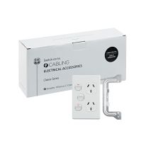 4C | Classic Double Power Point 250V 10A with 16AX Extra Switch- Vertical - 10 Pack with 10 FREE C-Clips