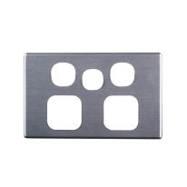 Elegant Double GPO Aluminium Cover Plate with Extra Switch 