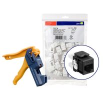 LEVITON - eXtreme Cat 6 Unshielded Jack 110-Style 150PK with Tool - Black