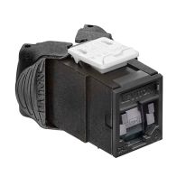 LEVITON - Atlas-X1 Cat 6 Unshielded Jack with Shutter Tool free - Black