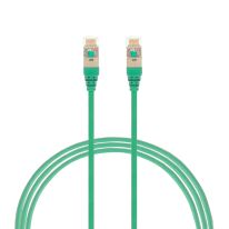 0.5m Cat 6A RJ45 S/FTP THIN LSZH 30 AWG Network Cable. Green