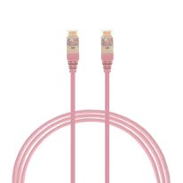 0.25m Cat 6A RJ45 S/FTP THIN LSZH 30 AWG Network Cable. Pink
