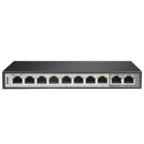 DES-F1010P-E | 10 Port PoE Switch with 8 Long Reach 250m PoE Ports and 2 Uplink Ports