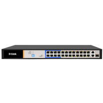 DES-F1026P-E | 26 Port PoE Switch with 24 PoE Ports (8 Long Reach 250m) and 2 Gigabit Uplink Ports