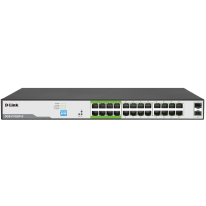 DGS-F1026P-E | 26 Port Gigabit PoE Switch with 24 PoE+ Ports (8 Long Reach 250m) and 2 SFP Uplinks