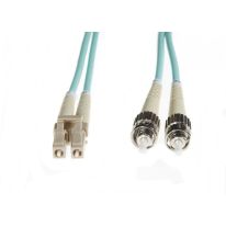 1m LC-ST OM4 Multimode Fibre Optic Cable: Aqua