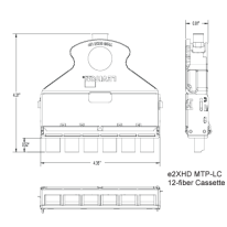 LEVITON - E2XHD Engage MTP Cassette, (0.50dB), 12 Core, OM4, LC Shuttered (Heather Violet) to 1x12-fiber MTP (male), Universal Polarity, Black Latch