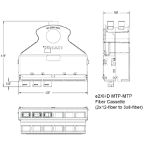 LEVITON - E2XHD Engage MTP Cassette, (0.50dB), 24 Core, OM4, LC Shuttered (Heather Violet) to 2x12-fiber MTP (male), Universal Polarity, Black Latch