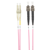 2m LC-ST OM4 Multimode Fibre Optic Cable: Salmon Pink