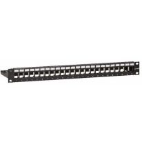LEVITON - 1RU SIJ inline panel with management suitable for up to 24 snap in jacks BLACK