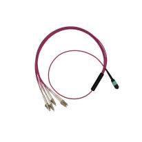 5m MPO-LC 8F Multimode OM4 Fiber Optic Cable| Magenta