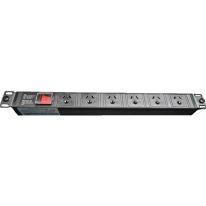 1RU 6 Way GPO Rack Mount PDU Power Rail With Red ON/Off Switch and fixed 10A Power Cord