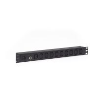 1RU 10 Way C13 10A Outlet Horizontal PDU Rack Mount Power Rail 