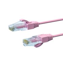 0.25m CAT6A THIN U/UTP LSZH 28 AWG RJ45 Network Cable | Pink