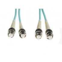 1m ST-ST OM4 Multimode Fibre Optic Cable: Aqua