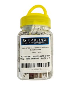 RJ45 CAT6 Solid 8P8C 23AWG Shielded Crimp Plug | 50 Pack