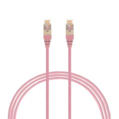 0.25m CAT6A RJ45 S/FTP THIN LSZH 30 AWG Network Cable | Pink