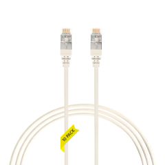 1m Cat 6A RJ45 S/FTP THIN LSZH 30 AWG Pack of 10 Network Cable. White
