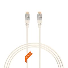 0.75m Cat 6A RJ45 S/FTP THIN LSZH 30 AWG Pack of 50 Network Cable. White