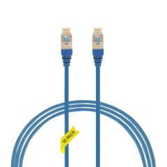 1m Cat 6A RJ45 S/FTP THIN LSZH 30 AWG Pack of 10 Network Cable. Blue