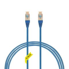 1m Cat 6A RJ45 S/FTP THIN LSZH 30 AWG Pack of 10 Network Cable. Blue