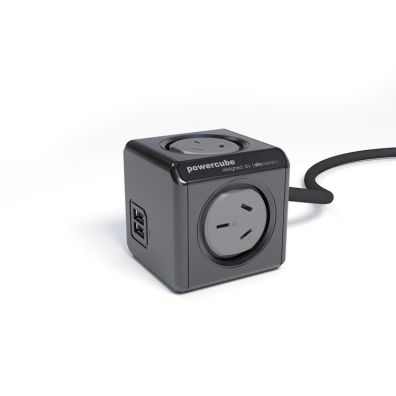 PowerCube 4 Power Outlet and 2 USB Ports 1.5m. Black - 4Cabling